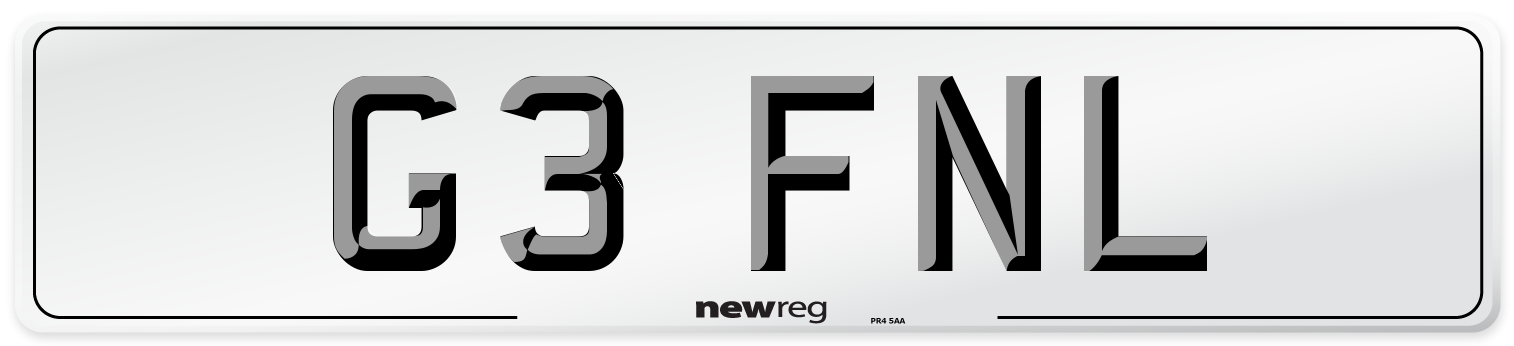 G3 FNL Number Plate from New Reg